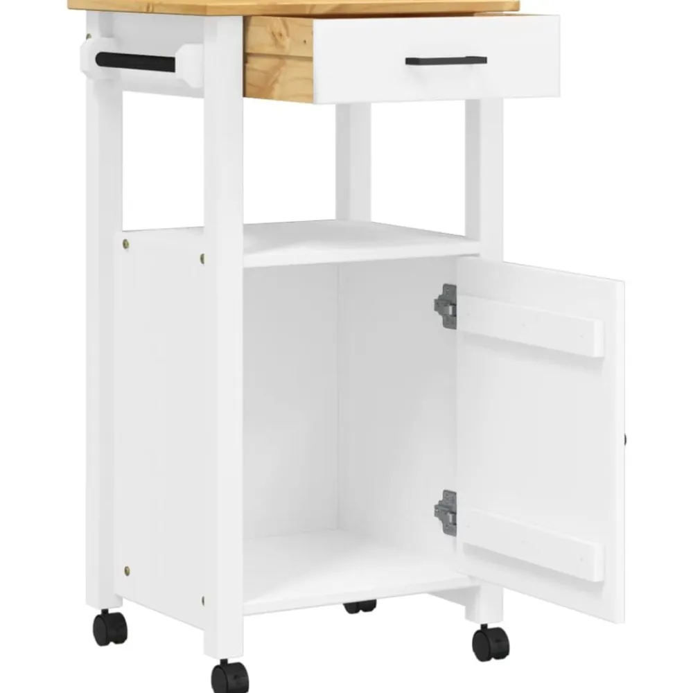 vidaXL Carros E Islas-Carrito de cocina MONZA madera maciza de pino 48x40x88,5 cm