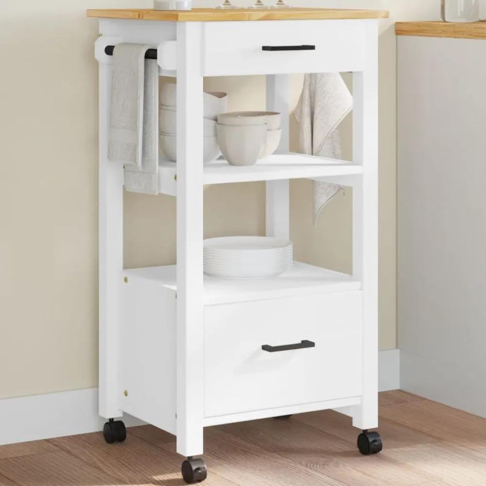 vidaXL Carros E Islas-Carrito de cocina MONZA madera maciza de pino 48x40x88,5 cm