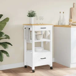vidaXL Carros E Islas-Carrito de cocina MONZA madera maciza de pino 48x40x88,5 cm