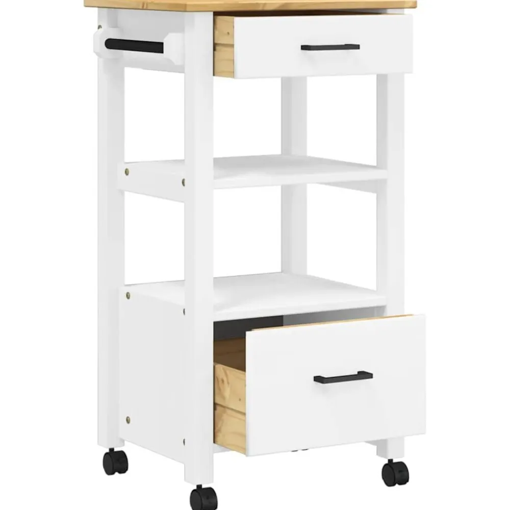 vidaXL Carros E Islas-Carrito de cocina MONZA madera maciza de pino 48x40x88,5 cm