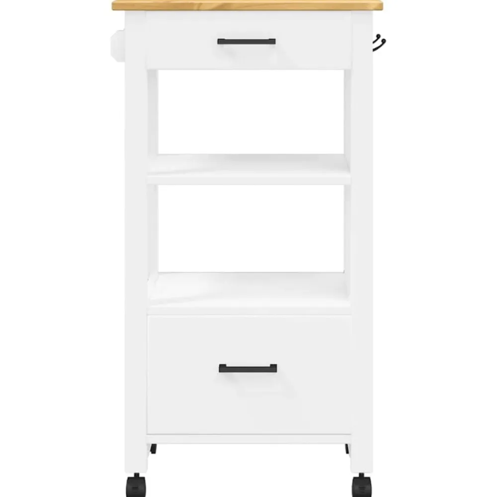 vidaXL Carros E Islas-Carrito de cocina MONZA madera maciza de pino 48x40x88,5 cm