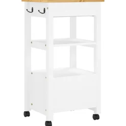 vidaXL Carros E Islas-Carrito de cocina MONZA madera maciza de pino 48x40x88,5 cm