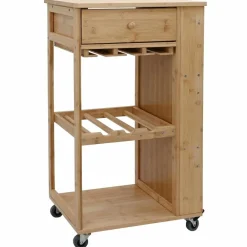vidaXL Carros E Islas-Carrito de cocina con ruedas Natural 47,5 x 36 x 83 cm Bambú