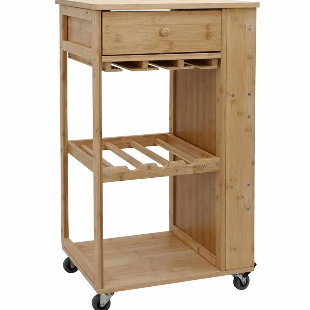 vidaXL Carros E Islas-Carrito de cocina con ruedas Natural 47,5 x 36 x 83 cm Bambú