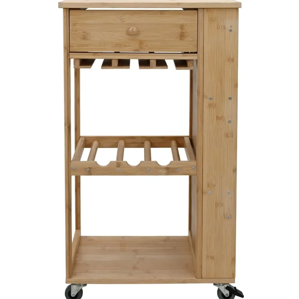 vidaXL Carros E Islas-Carrito de cocina con ruedas Natural 47,5 x 36 x 83 cm Bambú