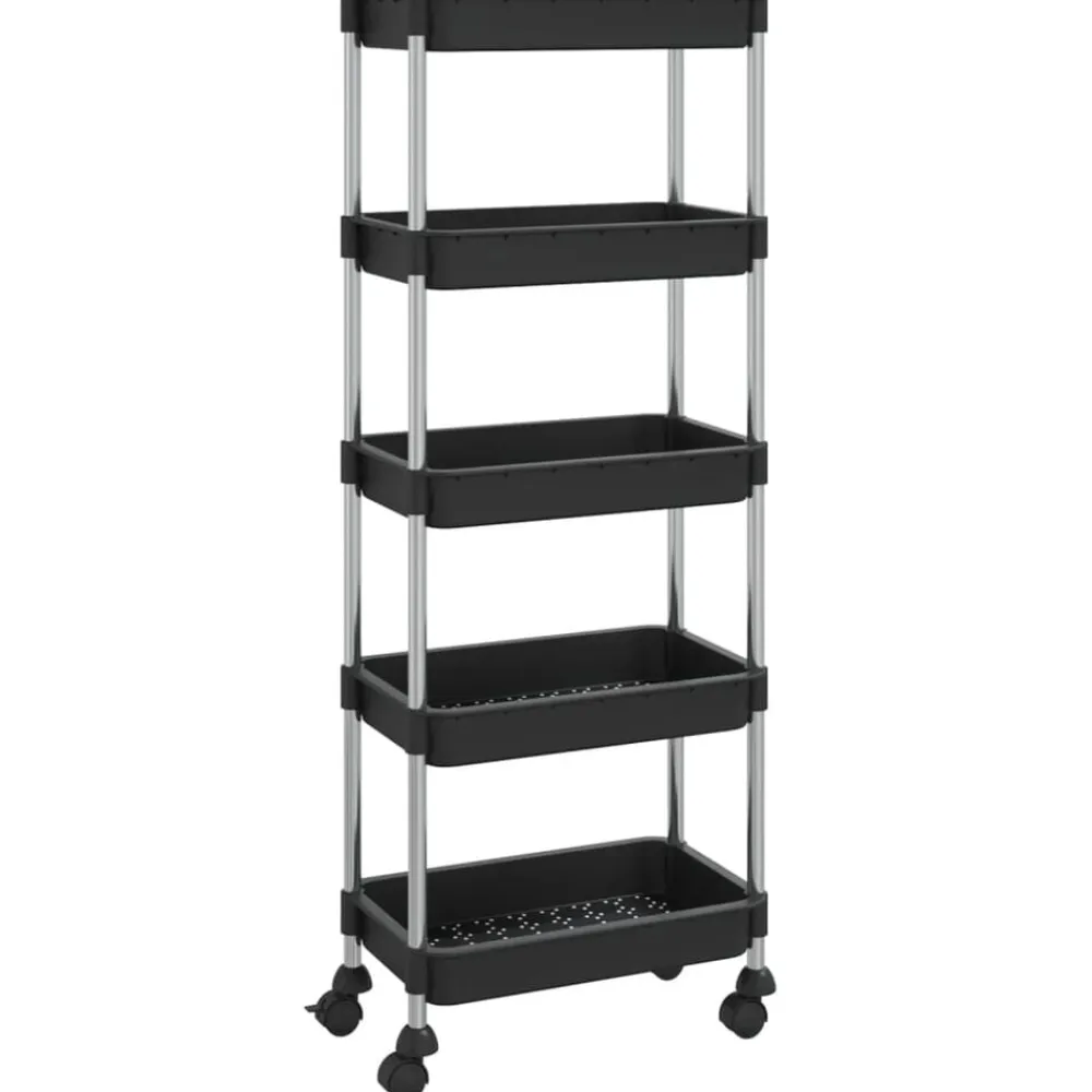 vidaXL Carros E Islas-Carrito de cocina 5 niveles hierro y ABS 42x29x128 cm