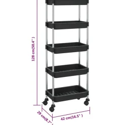 vidaXL Carros E Islas-Carrito de cocina 5 niveles hierro y ABS 42x29x128 cm
