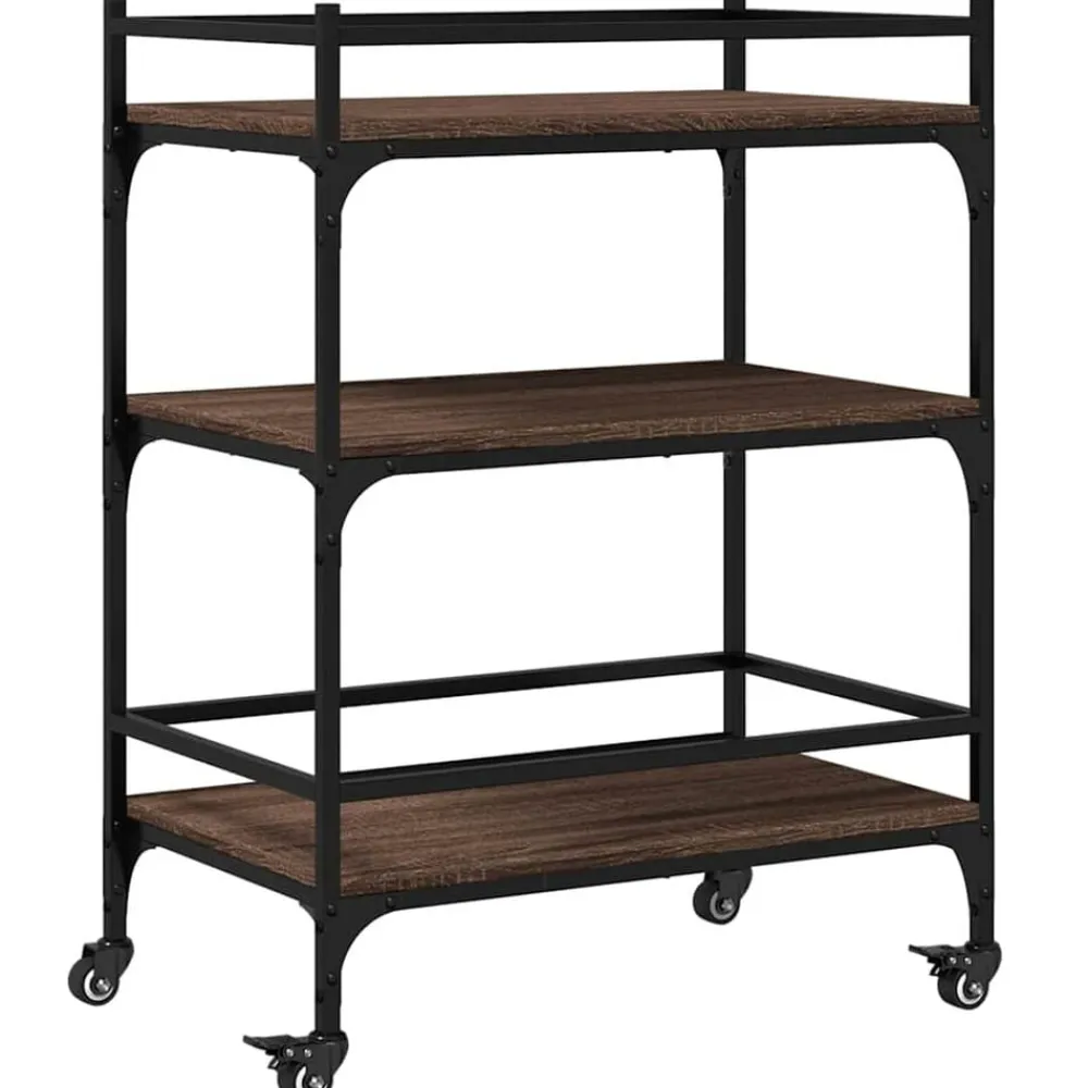 vidaXL Carrito de cocina madera ingeniería marrón roble 65x40x86,5 cm Marrón roble Best