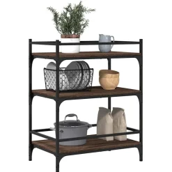 vidaXL Carrito de cocina madera ingeniería marrón roble 65x40x86,5 cm Marrón roble Best