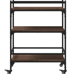 vidaXL Carrito de cocina madera ingeniería marrón roble 65x40x86,5 cm Marrón roble Best
