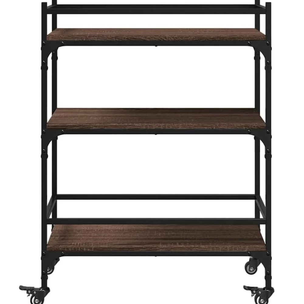 vidaXL Carrito de cocina madera ingeniería marrón roble 65x40x86,5 cm Marrón roble Best