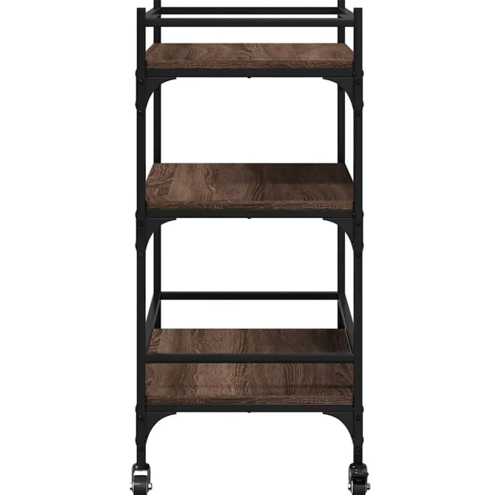 vidaXL Carrito de cocina madera ingeniería marrón roble 65x40x86,5 cm Marrón roble Best