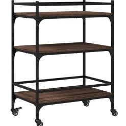 vidaXL Carrito de cocina madera ingeniería marrón roble 65x40x86,5 cm Marrón roble Best