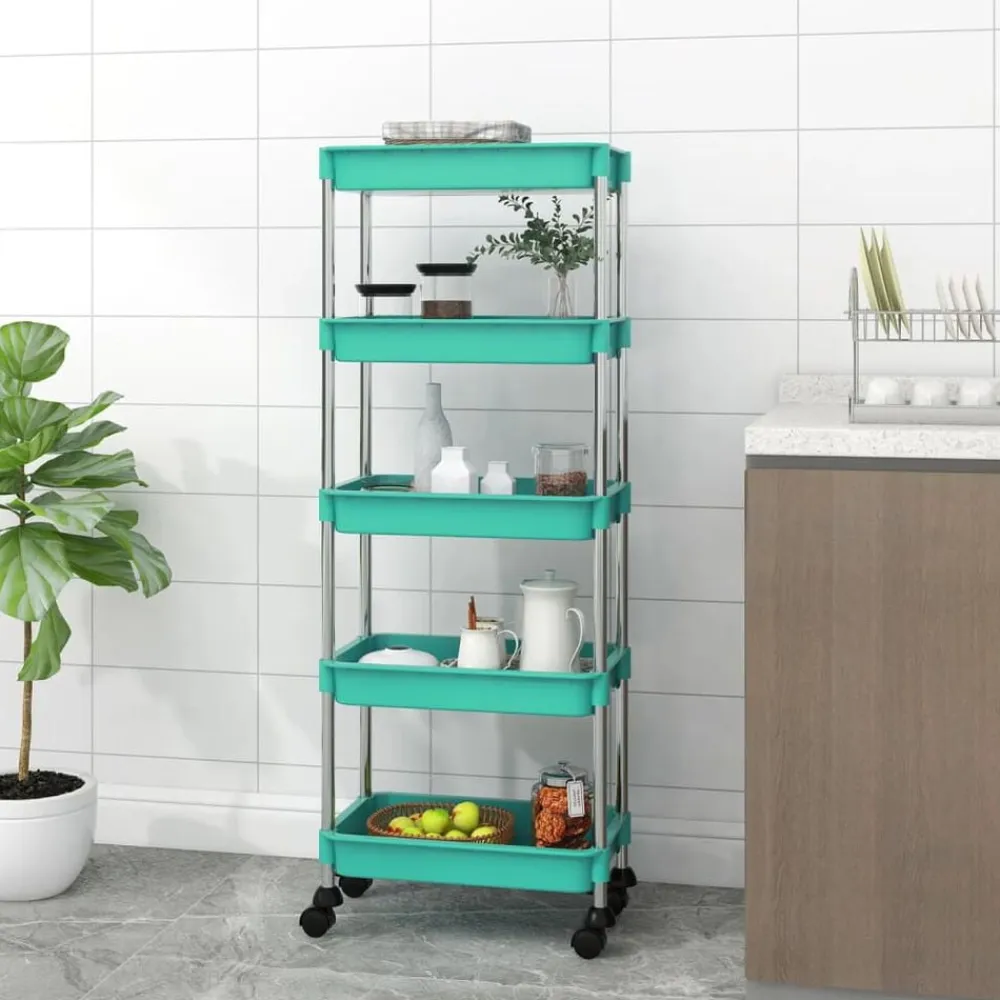 vidaXL Carrito de cocina 5 niveles hierro y ABS turquesa 42x29x128 cm Tuquesa Best