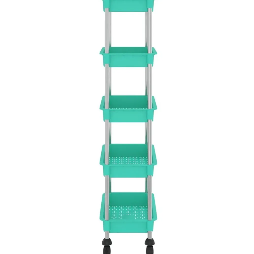 vidaXL Carrito de cocina 5 niveles hierro y ABS turquesa 42x29x128 cm Tuquesa Best