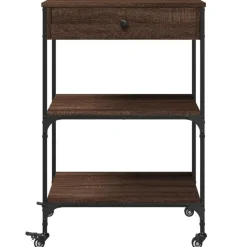 vidaXL Carros E Islas-Carrito de cocina madera ingeniería marrón roble 60x48x89,5 cm