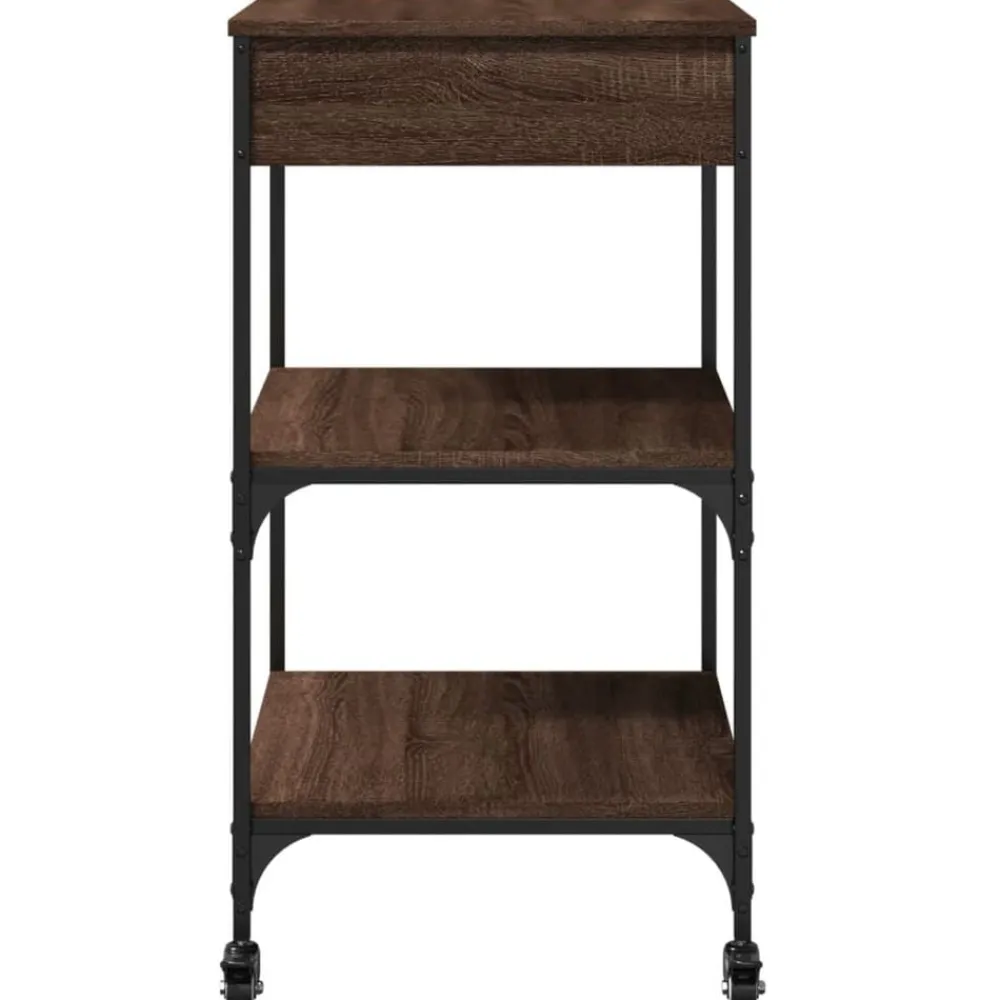 vidaXL Carros E Islas-Carrito de cocina madera ingeniería marrón roble 60x48x89,5 cm