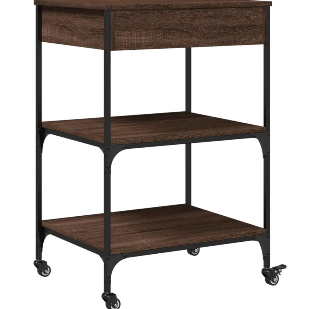 vidaXL Carros E Islas-Carrito de cocina madera ingeniería marrón roble 60x48x89,5 cm