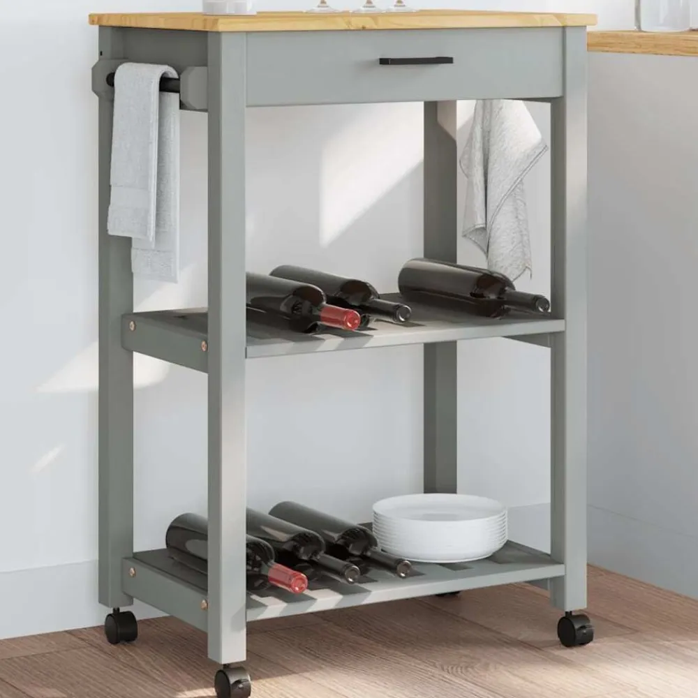 vidaXL Carrito de cocina MONZA madera maciza de pino 60x40x88,5 cm Gris Hot