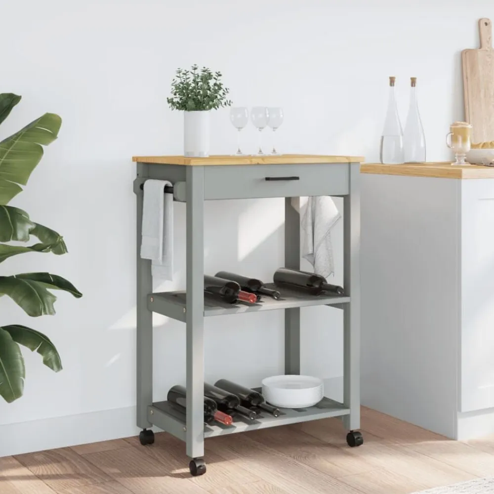 vidaXL Carrito de cocina MONZA madera maciza de pino 60x40x88,5 cm Gris Hot