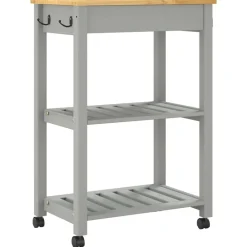 vidaXL Carrito de cocina MONZA madera maciza de pino 60x40x88,5 cm Gris Hot