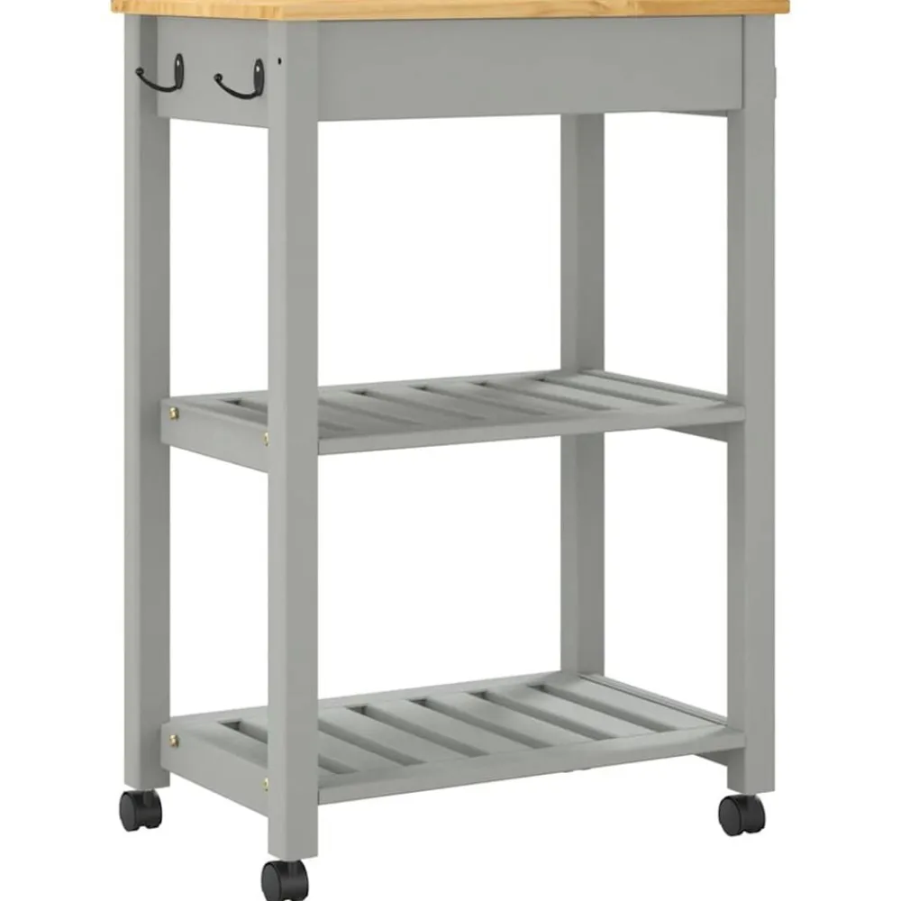 vidaXL Carrito de cocina MONZA madera maciza de pino 60x40x88,5 cm Gris Hot