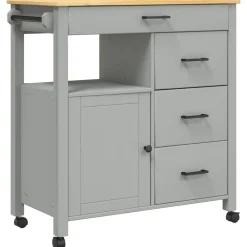 vidaXL Carrito de cocina MONZA madera maciza de pino 84x40x88,5 cm Gris Outlet
