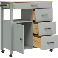 vidaXL Carrito de cocina MONZA madera maciza de pino 84x40x88,5 cm Gris Outlet