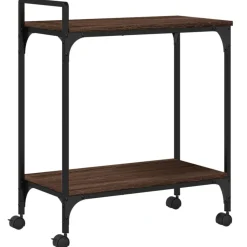 vidaXL Carrito de cocina madera ingeniería marrón roble 60,5x31x72,5cm Marrón roble Discount