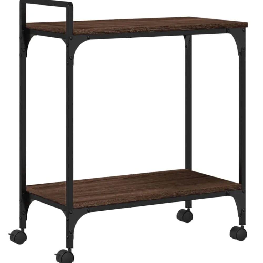 vidaXL Carrito de cocina madera ingeniería marrón roble 60,5x31x72,5cm Marrón roble Discount