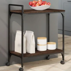 vidaXL Carrito de cocina madera ingeniería marrón roble 60,5x31x72,5cm Marr&oacute;n roble Discount