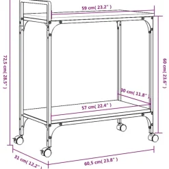 vidaXL Carrito de cocina madera ingeniería marrón roble 60,5x31x72,5cm Marrón roble Discount