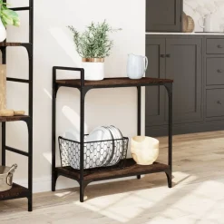 vidaXL Carrito de cocina madera ingeniería marrón roble 60,5x31x72,5cm Marrón roble Discount