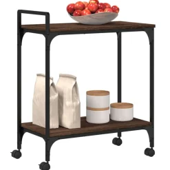 vidaXL Carrito de cocina madera ingeniería marrón roble 60,5x31x72,5cm Marrón roble Discount