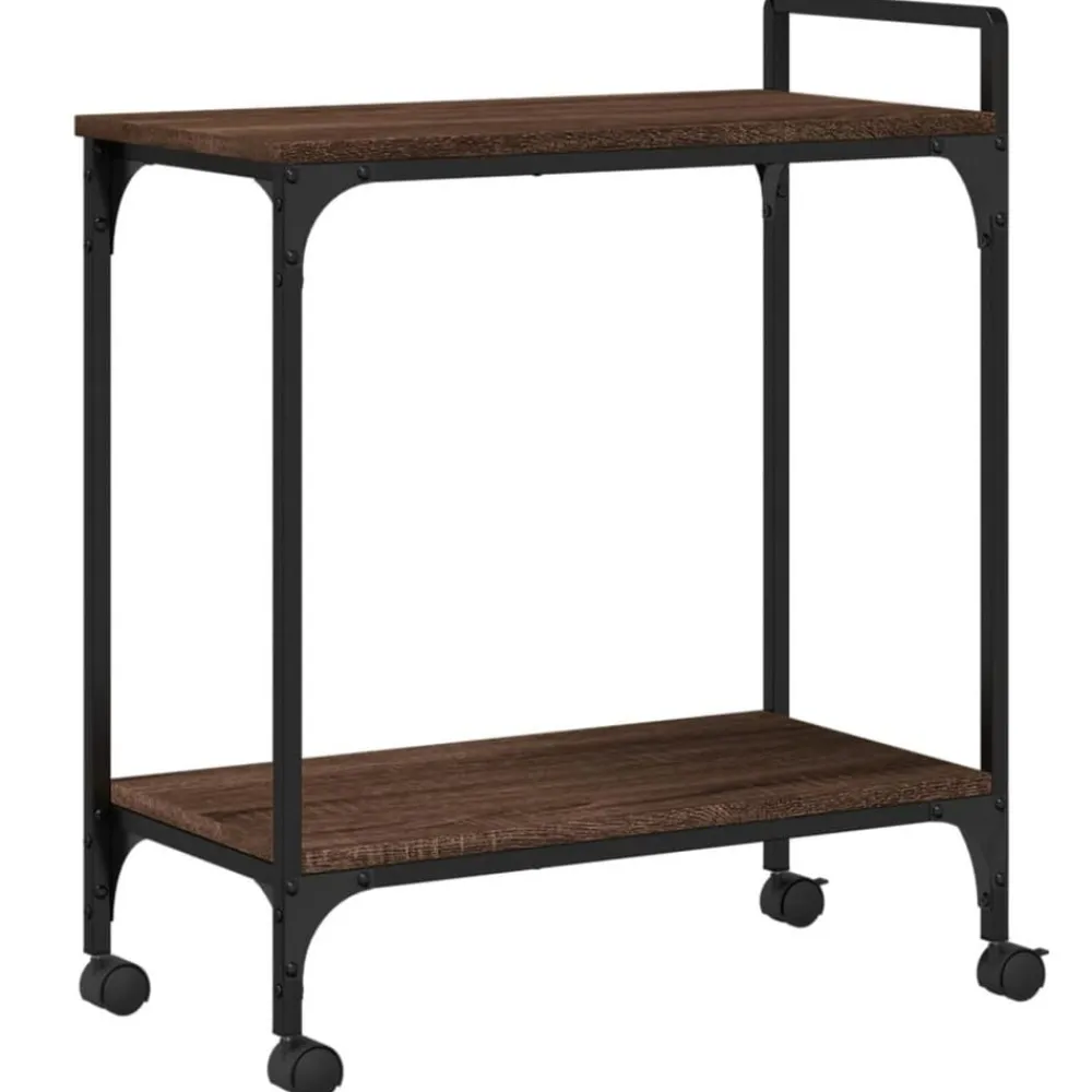 vidaXL Carrito de cocina madera ingeniería marrón roble 60,5x31x72,5cm Marrón roble Discount