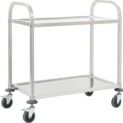 vidaXL Carrito de cocina de 2 alturas acero inoxidable 96,5x55x90 cm Outlet