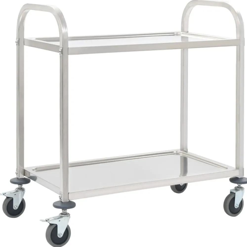 vidaXL Carrito de cocina de 2 alturas acero inoxidable 96,5x55x90 cm Outlet