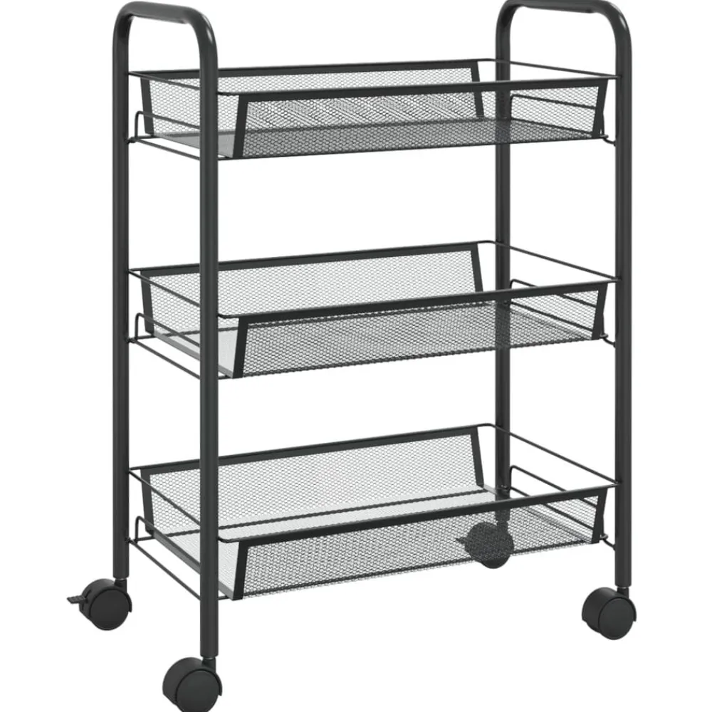 vidaXL Carrito de cocina 3 niveles hierro 46x26x64 cm Negro Online