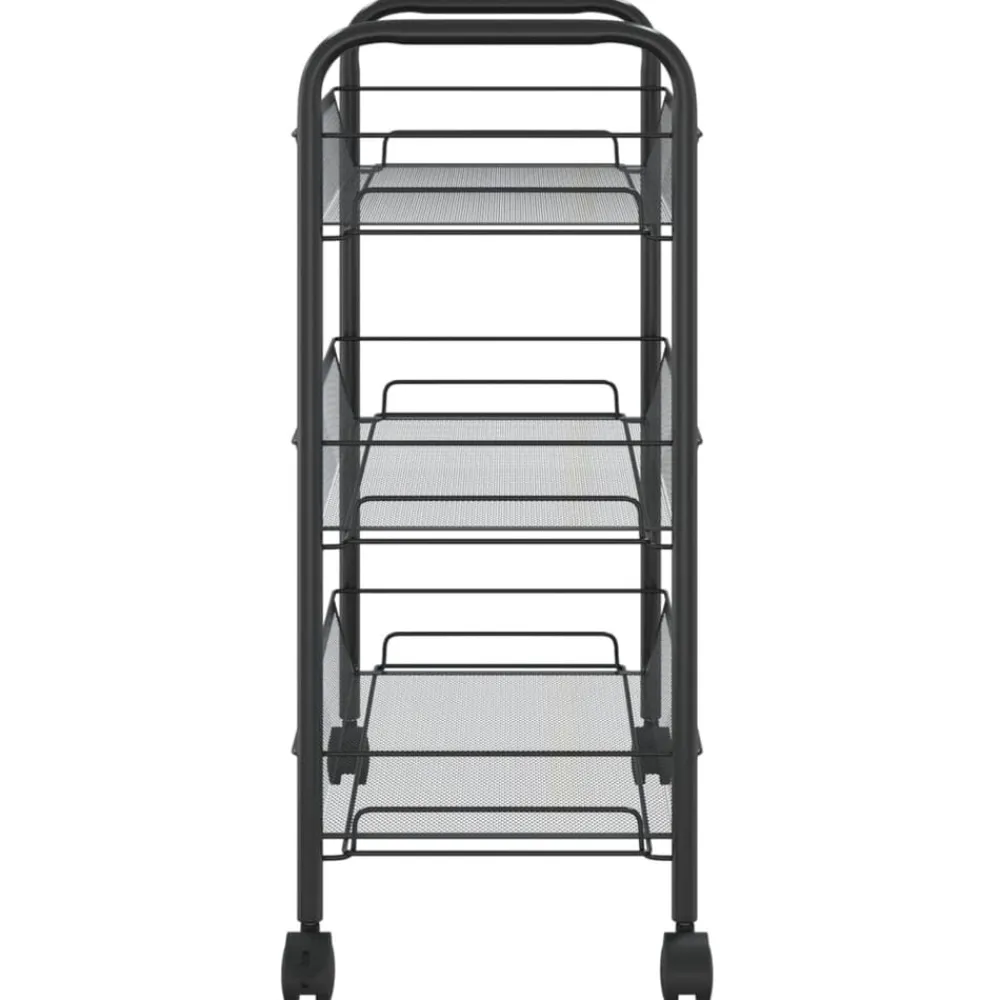 vidaXL Carrito de cocina 3 niveles hierro 46x26x64 cm Negro Online