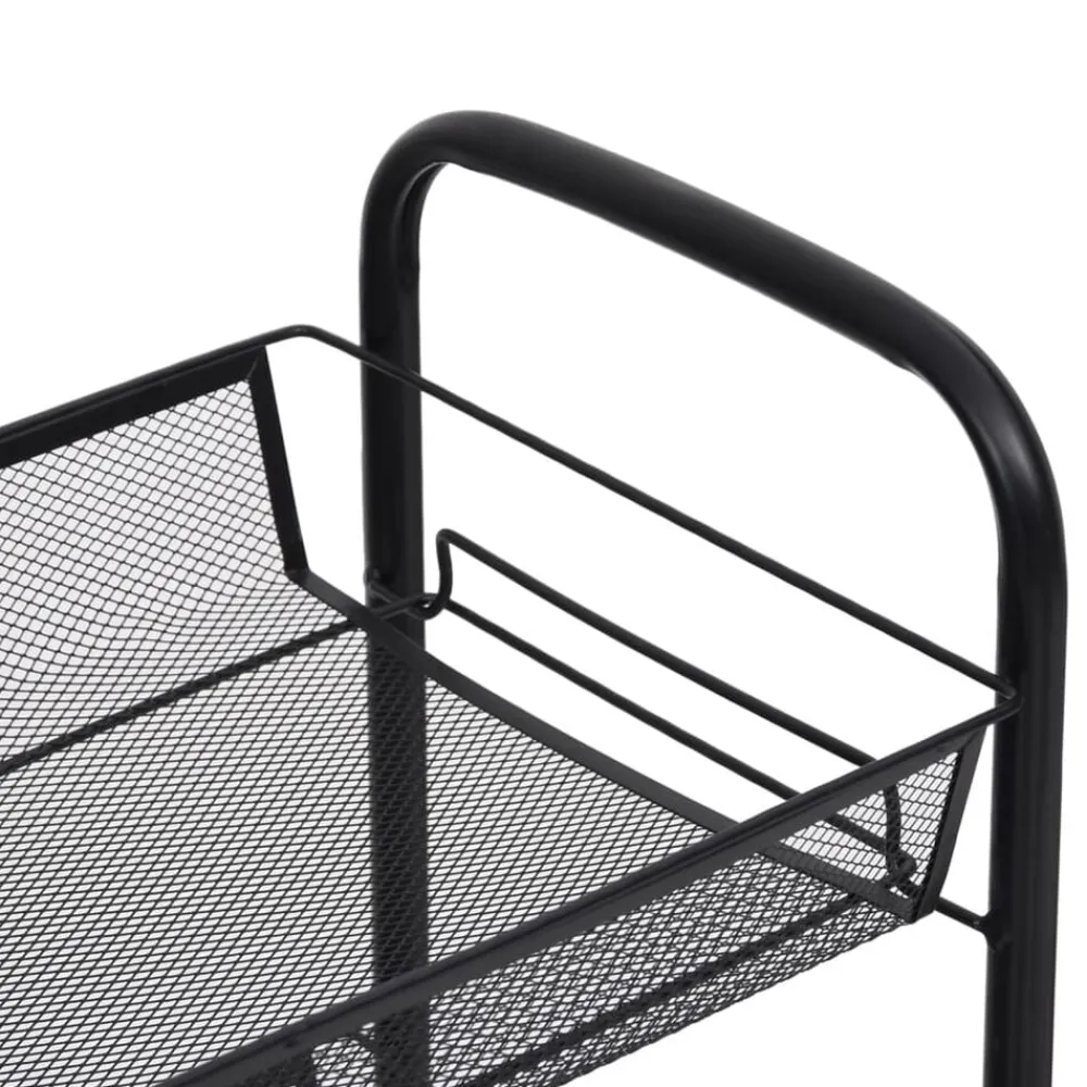vidaXL Carrito de cocina 3 niveles hierro 46x26x64 cm Negro Online