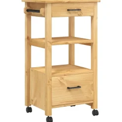 vidaXL Carrito de cocina MONZA madera maciza de pino 48x40x88,5 cm Marrón