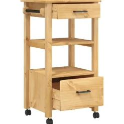 vidaXL Carrito de cocina MONZA madera maciza de pino 48x40x88,5 cm Marrón