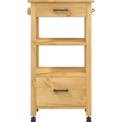 vidaXL Carrito de cocina MONZA madera maciza de pino 48x40x88,5 cm Marrón