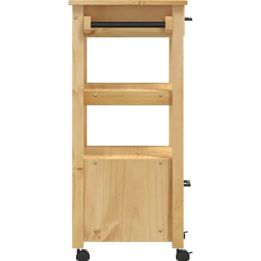 vidaXL Carrito de cocina MONZA madera maciza de pino 48x40x88,5 cm Marrón