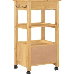 vidaXL Carrito de cocina MONZA madera maciza de pino 48x40x88,5 cm Marrón