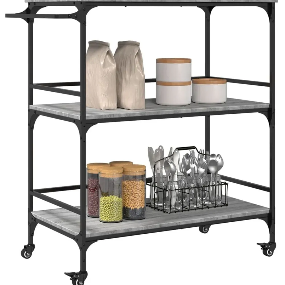 vidaXL Carros E Islas-Carrito de cocina madera ingeniería 100,5x50x105 cm