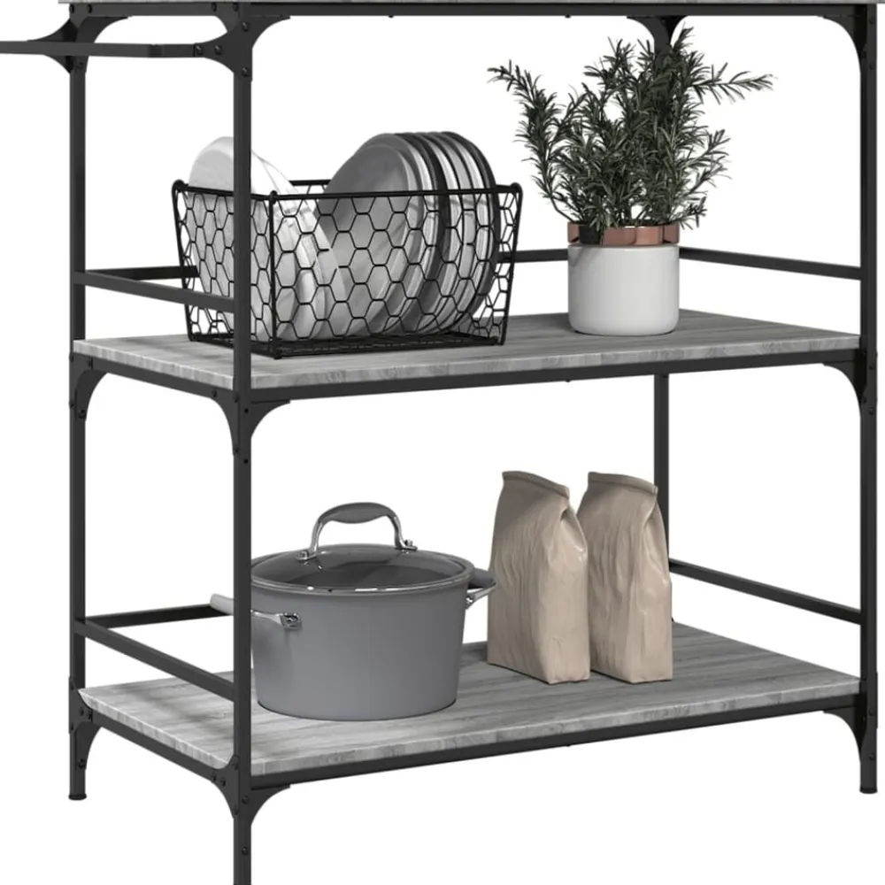 vidaXL Carros E Islas-Carrito de cocina madera ingeniería 100,5x50x105 cm