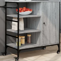 vidaXL Carrito de cocina de madera 87,5x38,5x84,5 cm Gris sonoma Hot