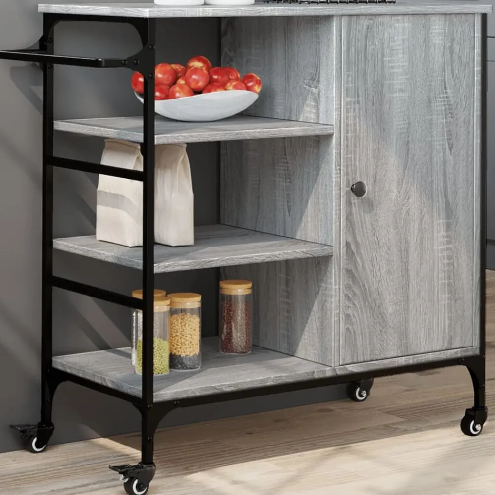 vidaXL Carrito de cocina de madera 87,5x38,5x84,5 cm Gris sonoma Hot