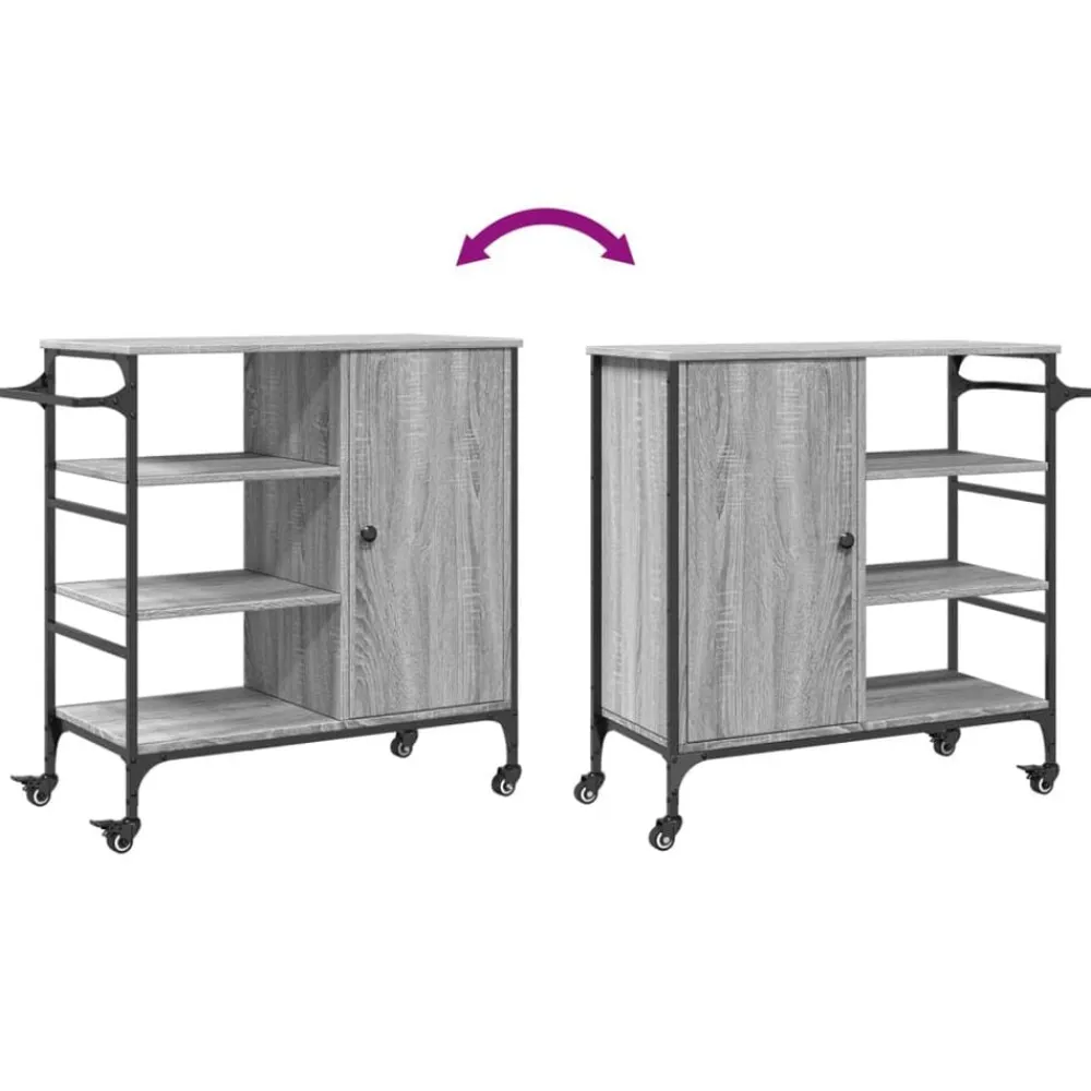 vidaXL Carrito de cocina de madera 87,5x38,5x84,5 cm Gris sonoma Hot